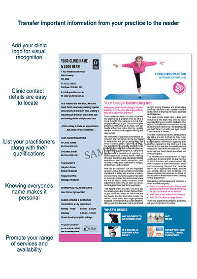 Sample newsletter front page