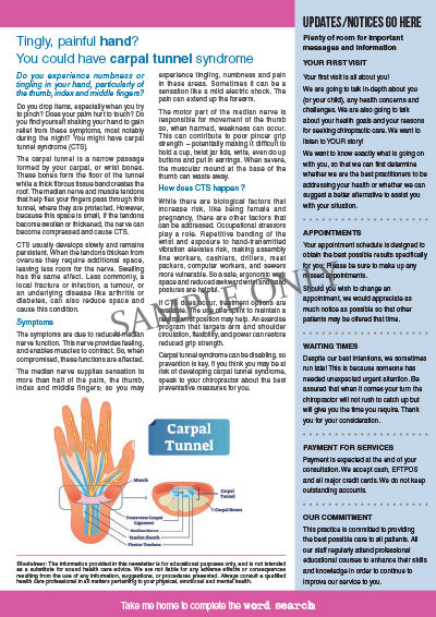 Sample newsletter back page